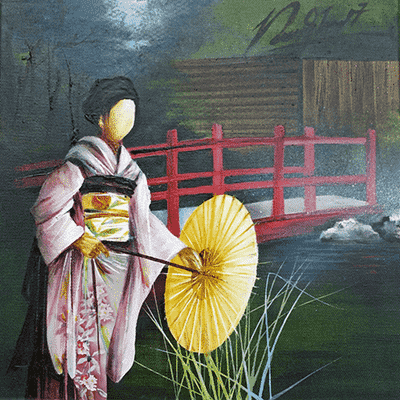  Kimonos garden (la passerelle) 30x30 