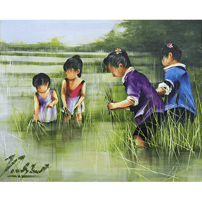  Les enfants des rizières 41x33