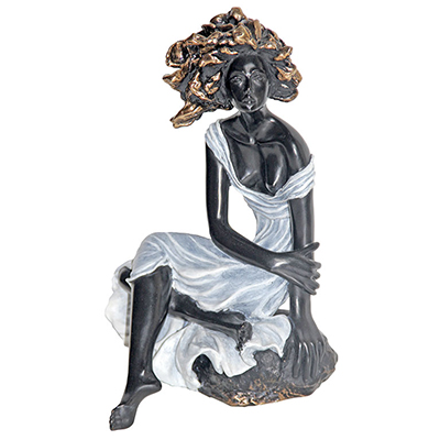 Assise sur rocher bronze - Hauteur 31 cm