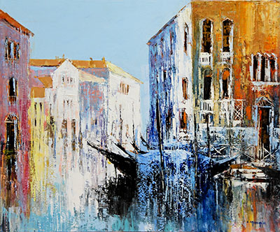 La bache bleue à Venise 100 x 81