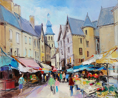 Le marché de Sarlat 46 x 38